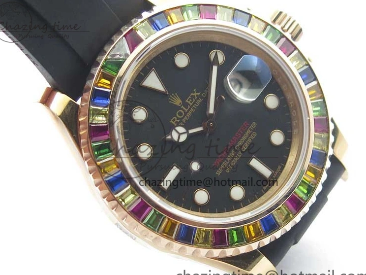 MiroTime 0112 WeatherProof Yacht-Master 40 116695SATS Bp Maker Best Edition Black Dial on Rubber Strap SA 3001